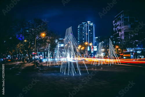 Light trails illuminate a c...