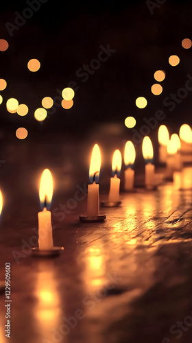 Row of Lit Candles Creates ...