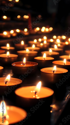 Wallpaper Mural Multiple Burning Tea Lights Create a Warm Glow in the Dark Torontodigital.ca