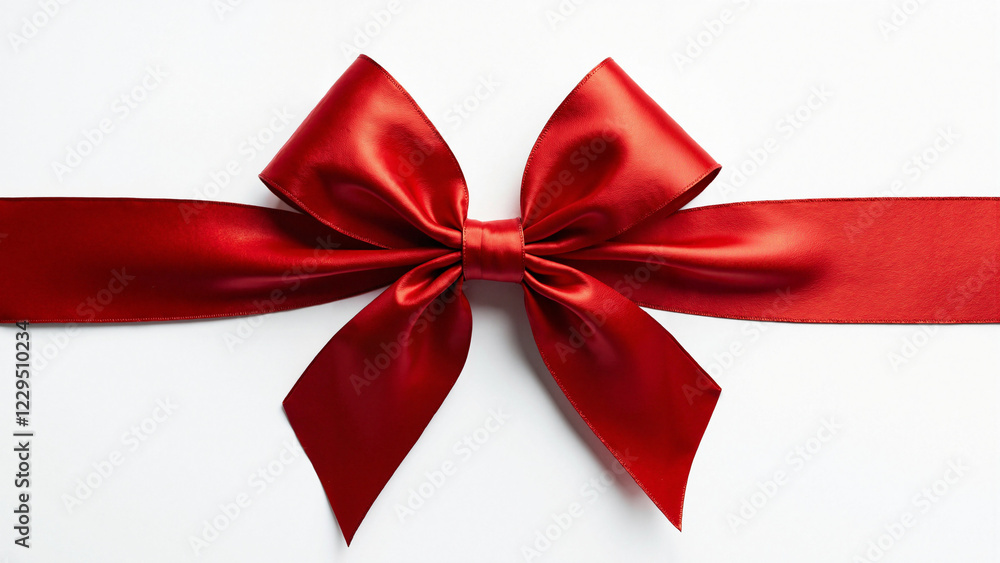 Vibrant Red Satin Ribbon Bow Isolated on White Background for Holiday Promotions, Greeting Cards, and Gift Decoration Vibrant Red Satin Ribbon Bow Isolated on White Background for Holiday Promotions, Greeting Cards, and Gift Decoration