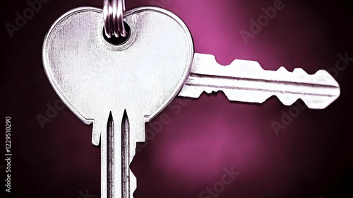 Close-up of Two Metal Keys ...