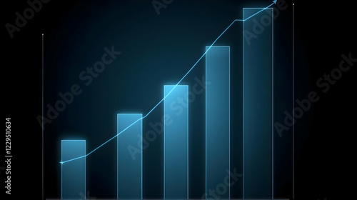 Glowing Blue Bar Graph Illu...