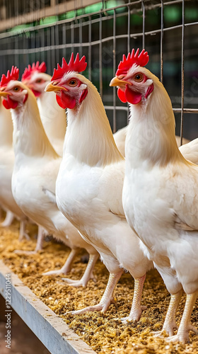 White Chickens Stand Togeth...