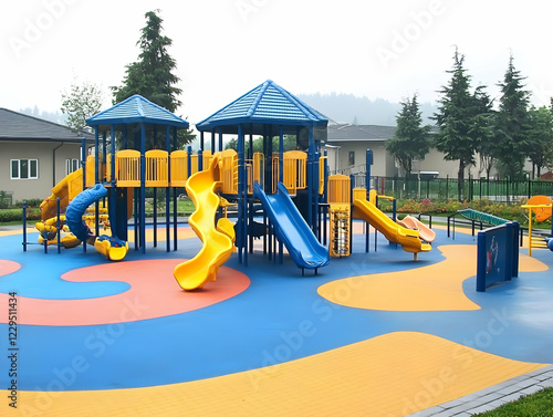 Wallpaper Mural Colorful Playground Equipment Stands Ready for Fun on a Cloudy Day Torontodigital.ca