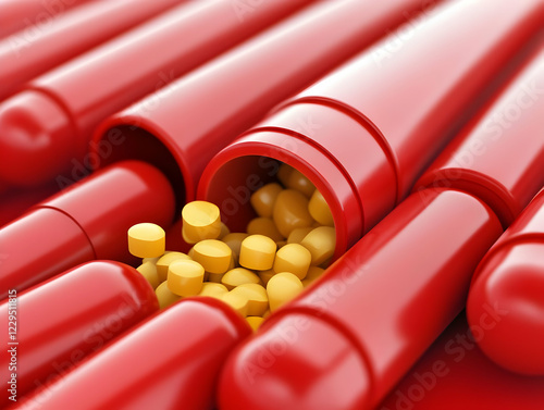 3D Render of Red Capsules F...