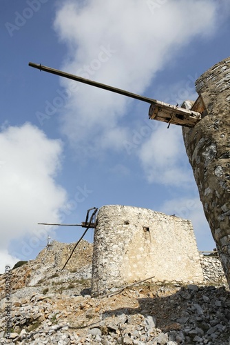 Ruins of windmill, Ambelos pass, Lasithi Plateau, Eastern Crete, Greece, Europe photo