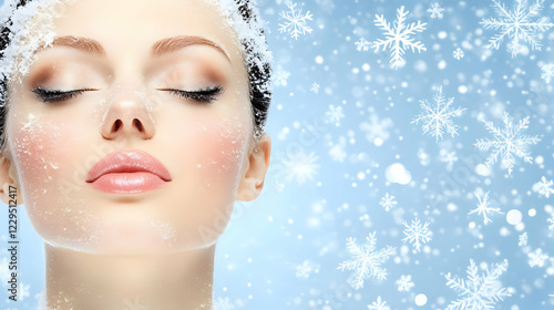 Beautiful Woman with Snowfl...