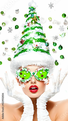 Festive Woman Wears Christm...