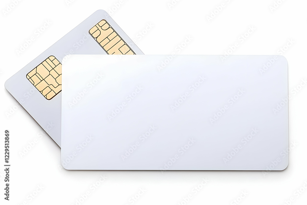 Blank SIM Card and Chip Isolated on White Background for Wireless Communication Technology Blank SIM Card and Chip Isolated on White Background for Wireless Communication Technology