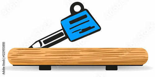 Pencil with attached blue t...