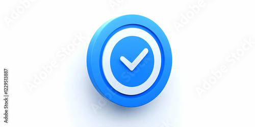 3D Check Mark Icon in a Blu...
