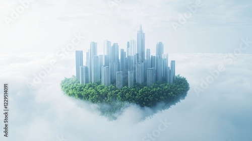 A Sustainable City Nestled Among the Clouds: A Vision of Urban Harmony and Eco-Friendly Design photo