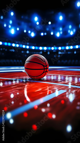 Basketball Sits on Gleaming...