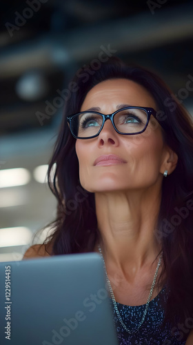 Thoughtful Woman with Glass...