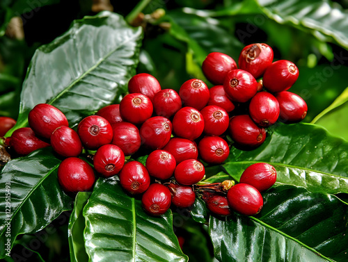 Red Coffee Cherries Ripen o...