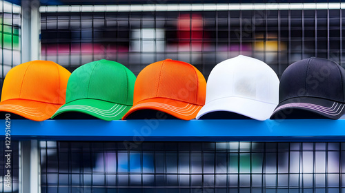 Five Colorful Baseball Caps...