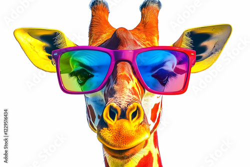 Cool Giraffe Wears Colorful...
