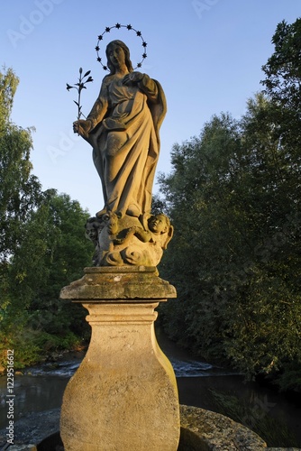 Maria Immaculata on bridge, Saal an der Saale, Rhoen-Grabfeld, Franconia, Bavaria, Germany, Europe photo