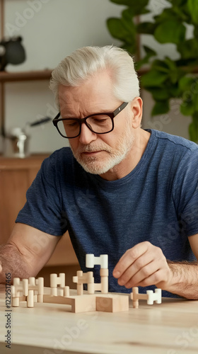 Senior Man Concentrates as ...