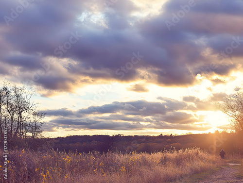 Golden Sunset Illuminates a...