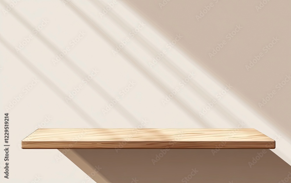 Empty light brown wooden table top with a shadow on a beige wall background for product display montage, vector illustration, flat design, high-resolution photography, high detail, aesthetic style, Empty light brown wooden table top with a shadow on a beige wall background for product display montage, vector illustration, flat design, high-resolution photography, high detail, aesthetic style,