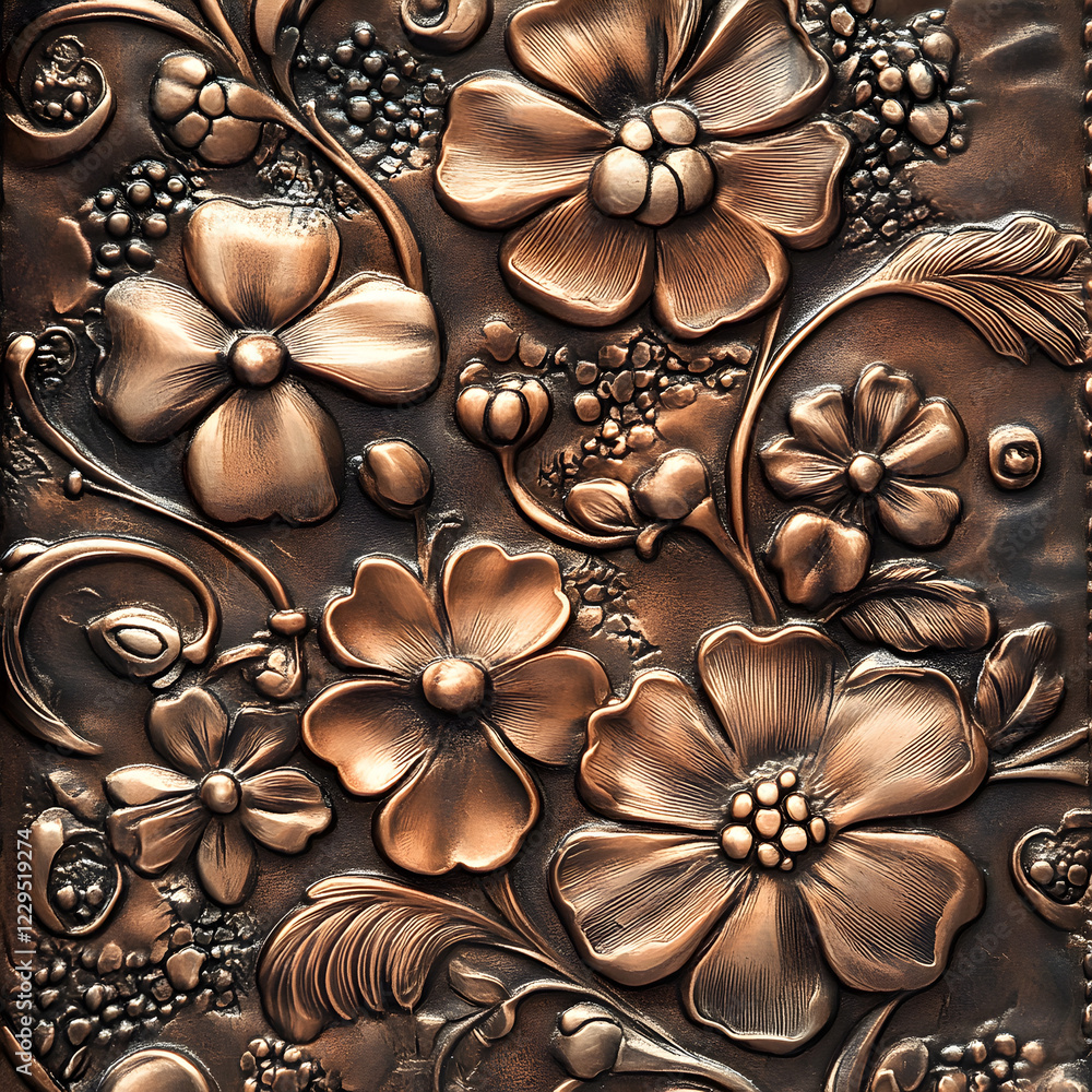 Copper embossed flower design Copper embossed flower design