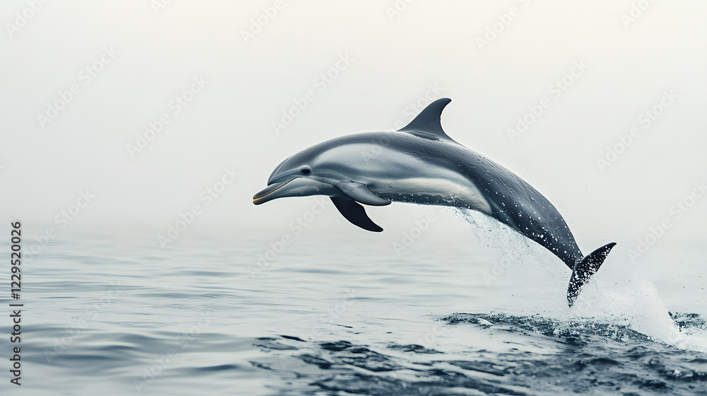 sleek dolphin leaps joyfully against white background, creating dynamic splash in ocean. graceful movement and serene setting highlight dolphin agility and beauty of marine life sleek dolphin leaps joyfully against white background, creating dynamic splash in ocean. graceful movement and serene setting highlight dolphin agility and beauty of marine life