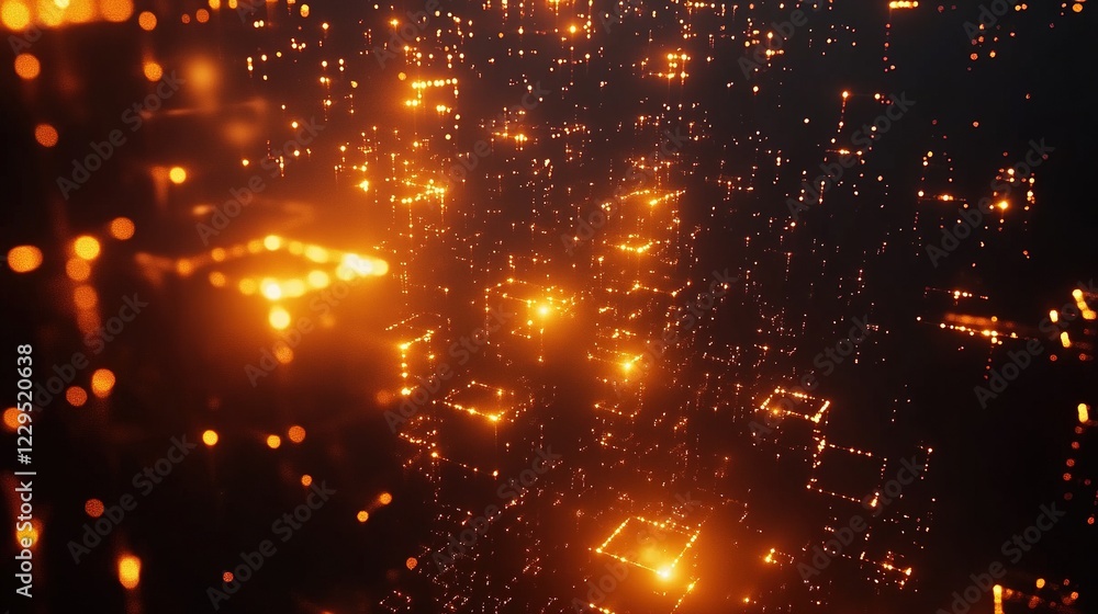 Fototapeta premium Abstract glowing cubes pattern with shallow depth of field.