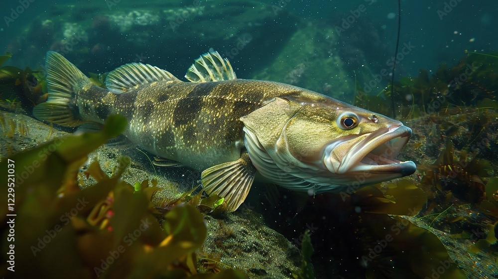 A Magnificent and Distinctive Cod Fish: A Prime Seafood in the Ocean Realm. This large - sized, silver - hued fish is a staple in the seafood market A Magnificent and Distinctive Cod Fish: A Prime Seafood in the Ocean Realm. This large - sized, silver - hued fish is a staple in the seafood market