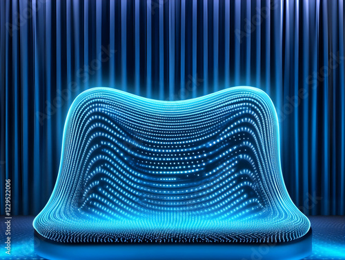 Abstract Blue Luminous Wavy...