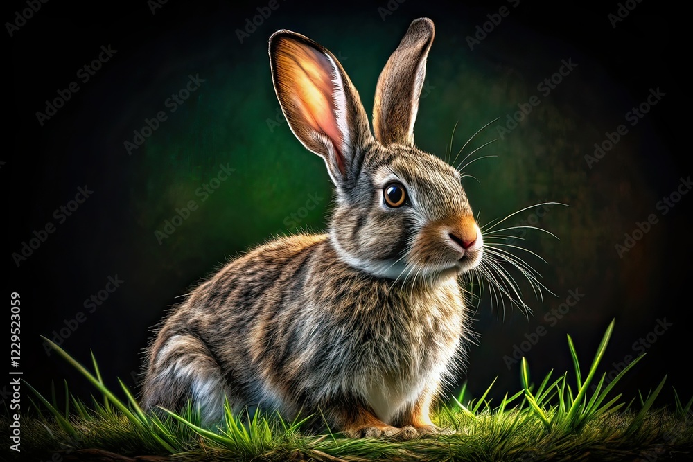 Fototapeta premium Wild Rabbit Sketch Photorealistic Render