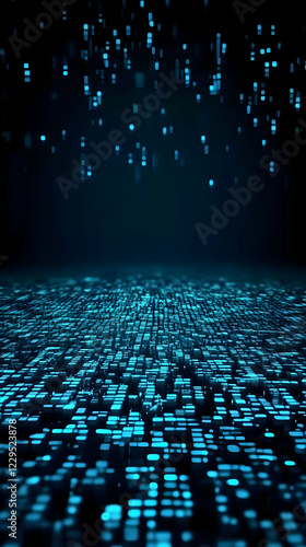Abstract 3D Blue Glowing Cu...