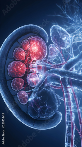 3D Illustration of Kidney A...