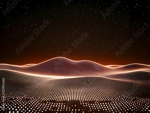 Wallpaper Mural Abstract Glowing Landscape with Particles Creates a Futuristic Night Scene Under a Starry Sky Torontodigital.ca