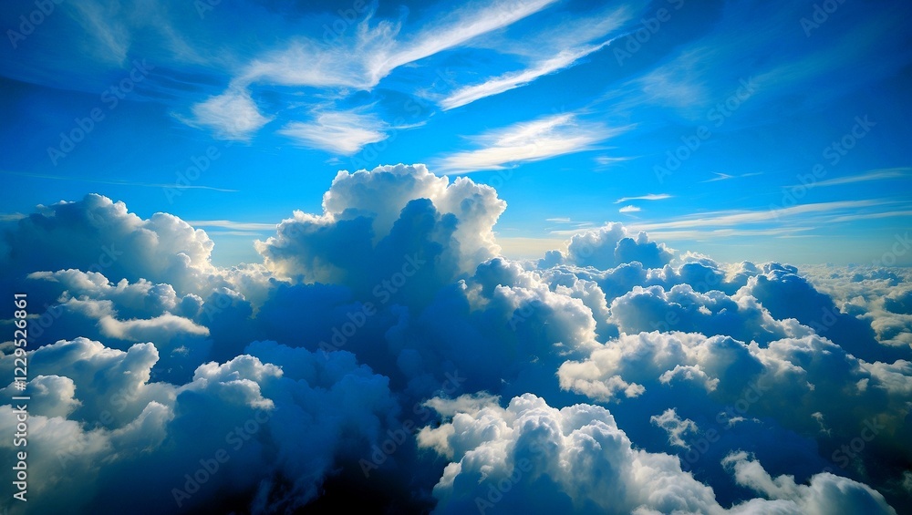 Naklejka premium Serene aerial view of clouds in blue sky