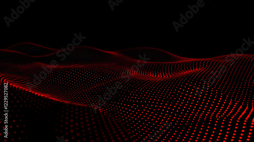 Wallpaper Mural Abstract Red Dotted Wave Pattern on Black Background Dynamically Flows Smoothly. Torontodigital.ca