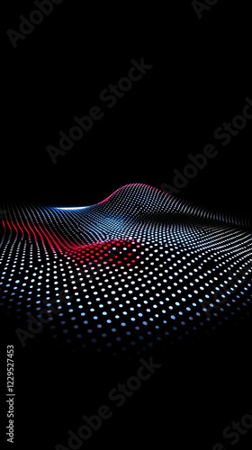 Wallpaper Mural Abstract 3D Dotted Landscape Flows Smoothly in Red and Blue on Black Background Torontodigital.ca