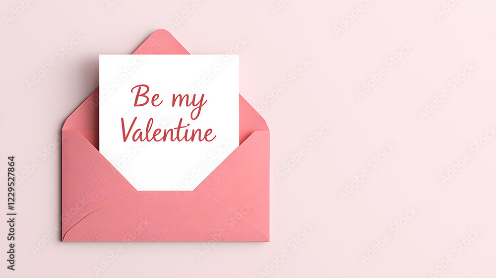 Valentine's Day red envelope with a white card with text Valentine's Day red envelope with a white card with text