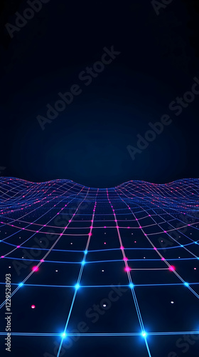 Abstract 3D Neon Grid Lands...