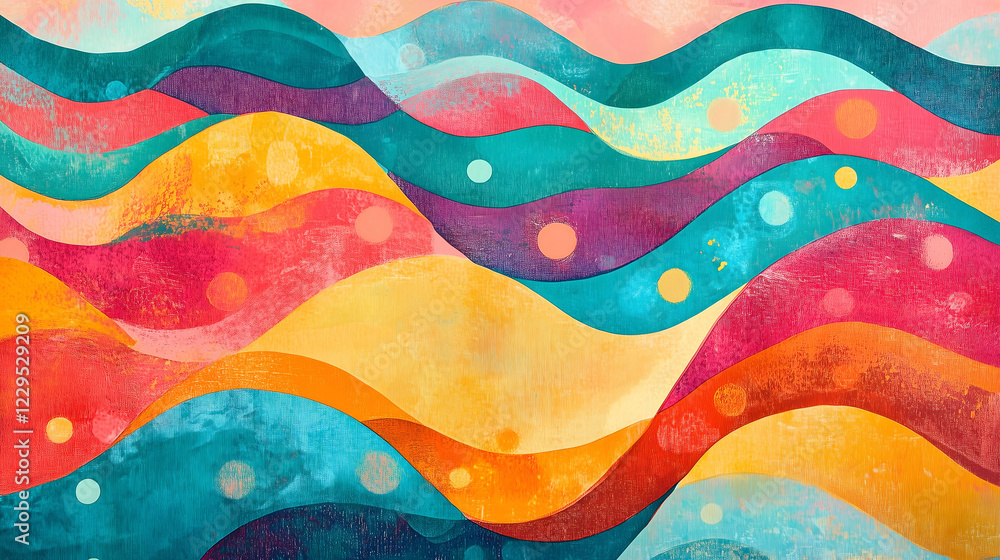 Vibrant Wavy Pattern in Playful Bright Colors Creating a Lively and Cheerful Atmosphere. Generative AI Vibrant Wavy Pattern in Playful Bright Colors Creating a Lively and Cheerful Atmosphere. Generative AI