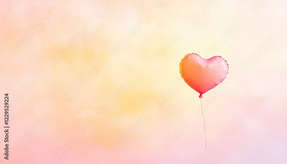 Heart Shaped Balloon Floating in a Pastel Sky Heart Shaped Balloon Floating in a Pastel Sky