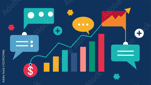 Trending Stocks A graphic showing a stock market ticker tape that includes Trending tags with social media icons depicting how quickly news travels and affects stock prices.
