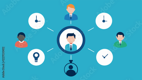 Time Dilation Clock A clock showing different times for LongTerm and ShortTerm with confused investors around it addressing the varying perspectives on investment timelines.