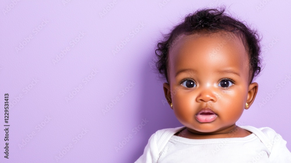 Portrait of a Cute Baby Girl Against Purple Background Portrait of a Cute Baby Girl Against Purple Background
