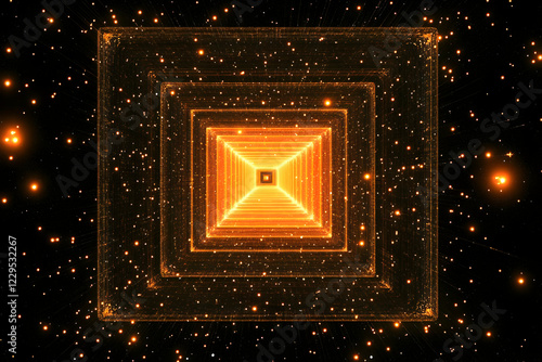 Abstract Glowing Orange Squ...