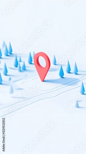 3D Location Pin Marks a Spo...
