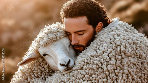 Man Gently Embraces a Fluff...