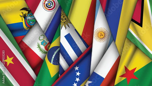 Set of Variant Flags Stacked on Top of Each Other