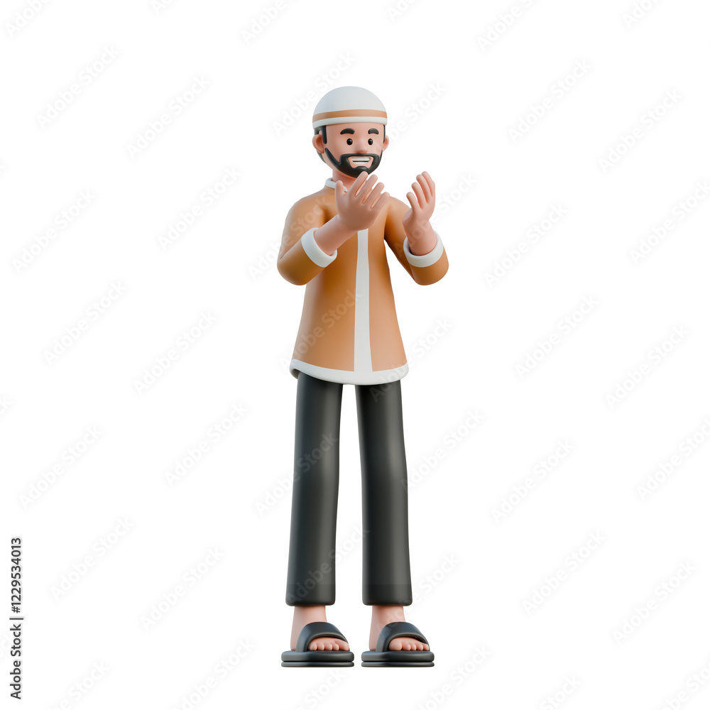 muslim praying 3d character illustration muslim praying 3d character illustration