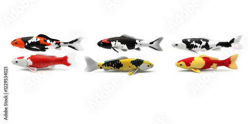 Six Vibrant Koi Fish Swim G...